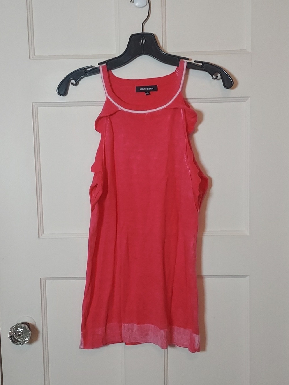 525 American Spray Dye Ruffle Pink Tank Size Large